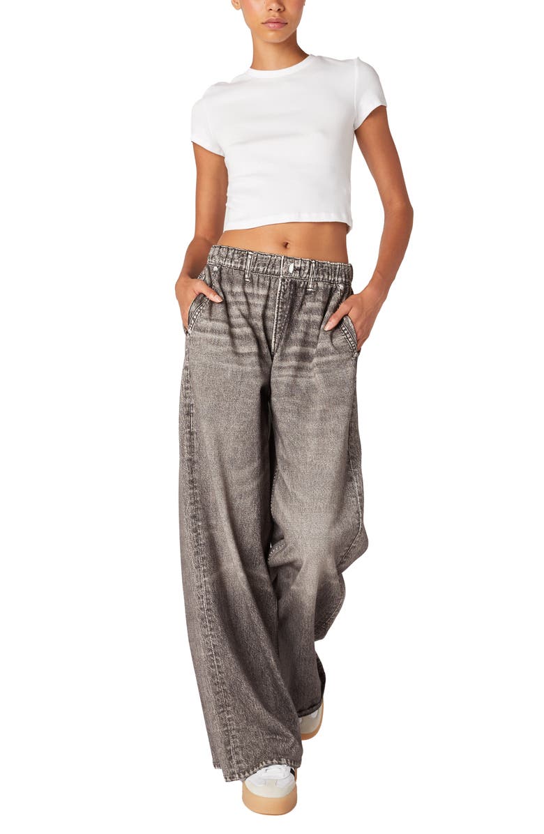BLANKNYC The Franklin Ribcage Digital Cotton Pull-On Pants, Alternate, color, After Midnight