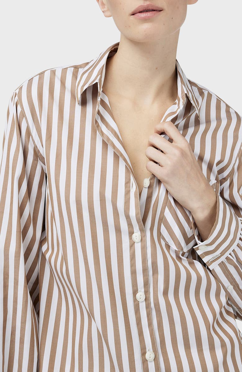 rag & bone Maxine Stripe Cotton Button-Up Shirt, Alternate, color, Brown Stripe