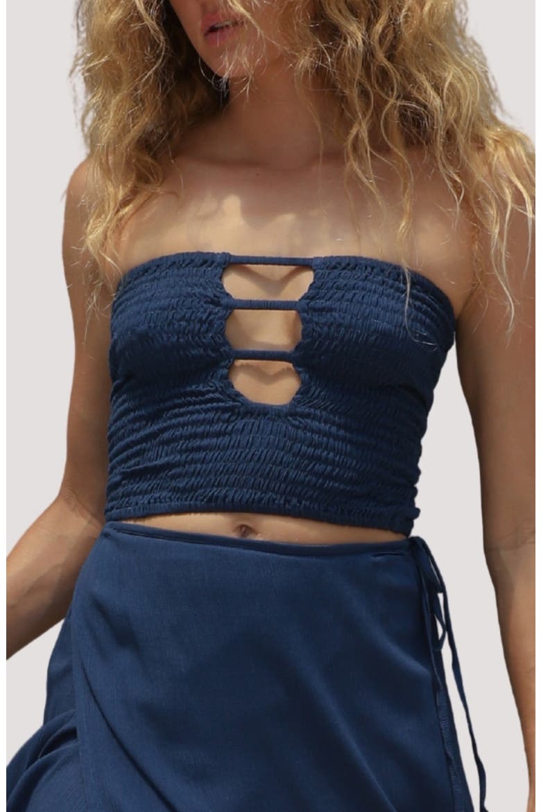 Coco Smocked Crop Tube Top, Main, color, AZUL