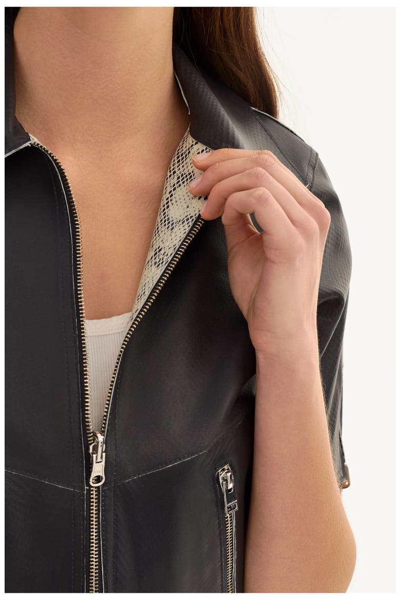Sevana | Reversible Leather Jacket, Alternate, color, Charcoal/Snake