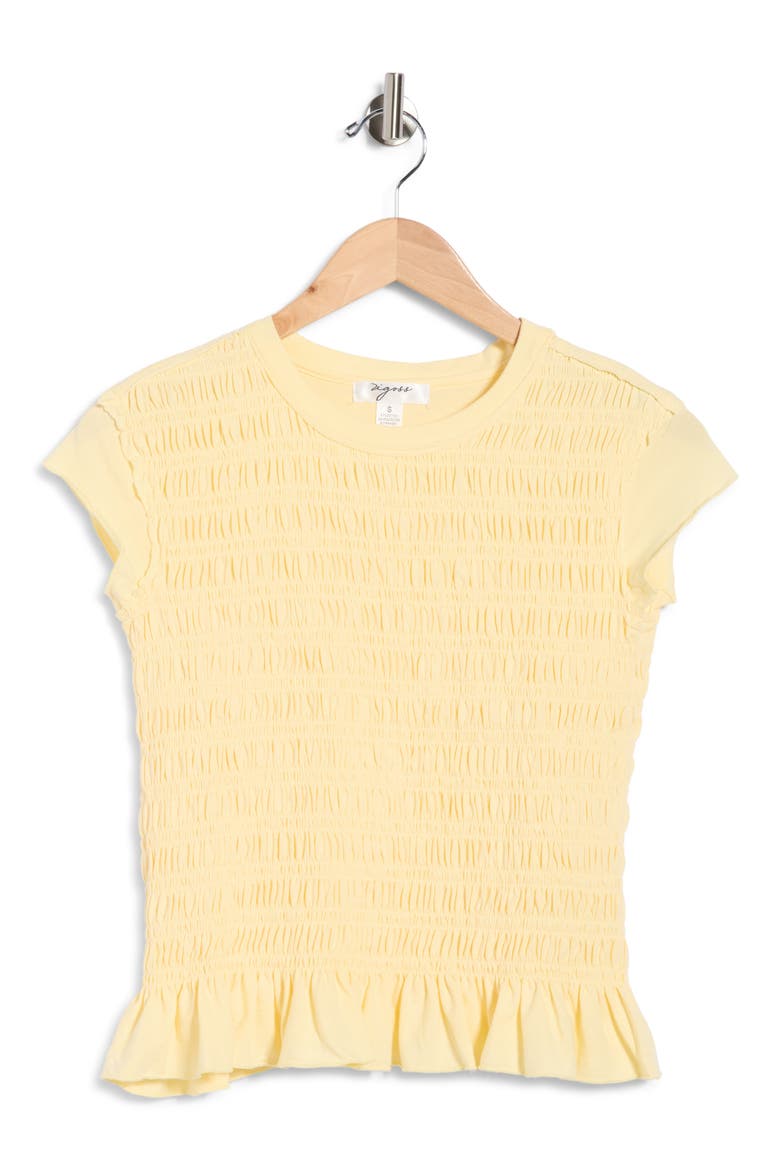 Smocked T-Shirt, Alternate, color, BUTTER YELLOW