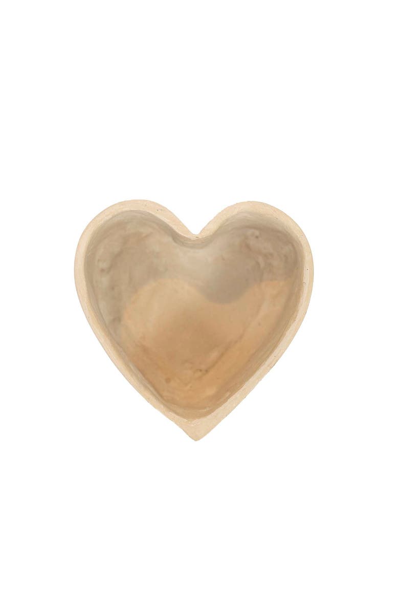Foreside Home and Garden Heart Trinket Tray Jewelry Cream Paper Mache, Alternate, color, White