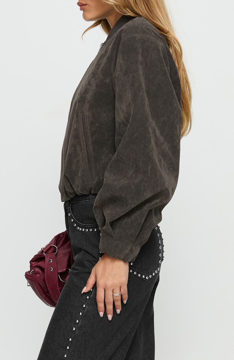 Princess Polly Mastery Faux Suede Jacket, Alternate, color, Charcoal