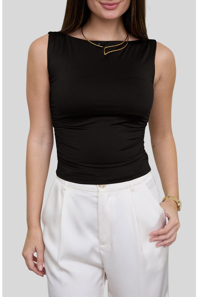Boat Neck Sleeveless Top, Main, color, BLACK