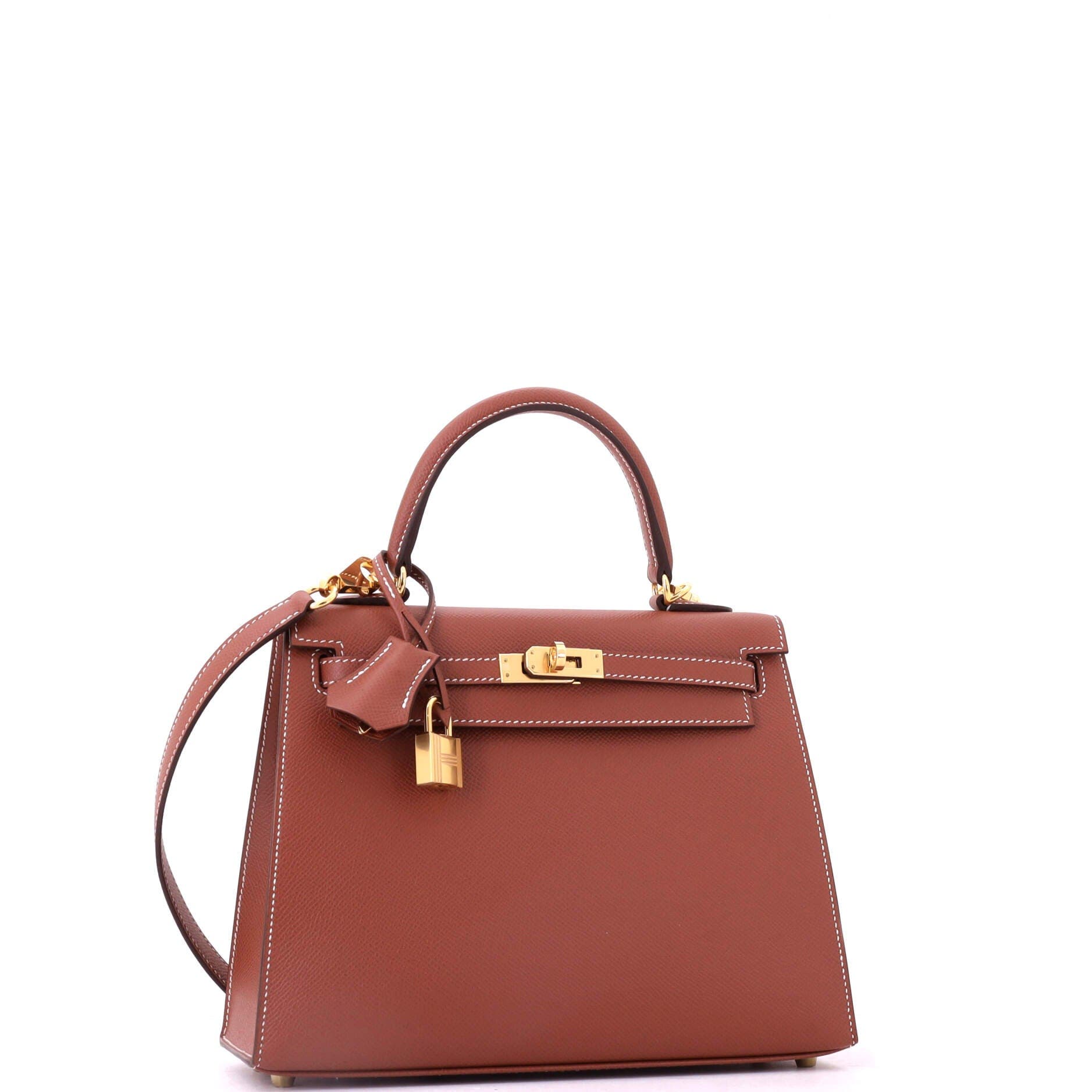 Pre-Owned Hermes Kelly Handbag Brown Epsom with Gold Hardware 25, Alternate, color, Sienne
