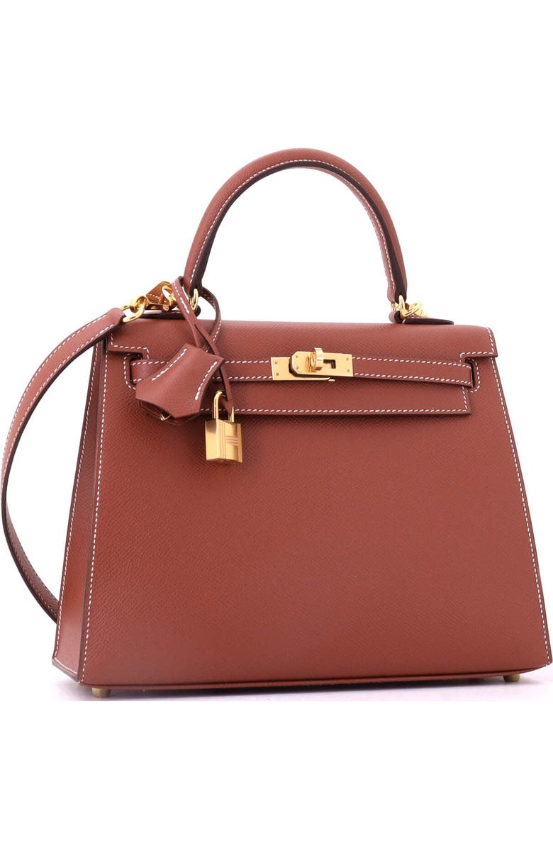 Pre-Owned Hermes Kelly Handbag Brown Epsom with Gold Hardware 25, Alternate, color, Sienne
