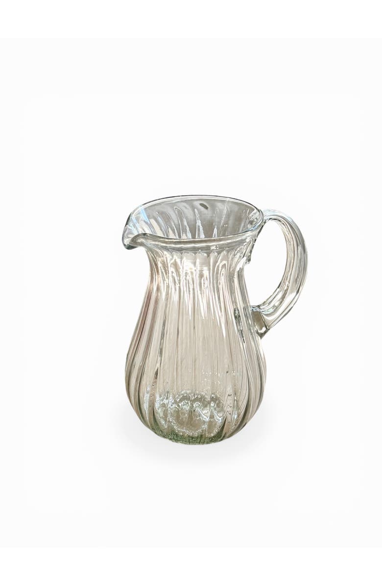 Villa Lua Home Handblown Fluted Pitcher, Main, color, Black