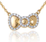 Hello Kitty White Sapphire Bow Necklace, 925 PLT 18"
