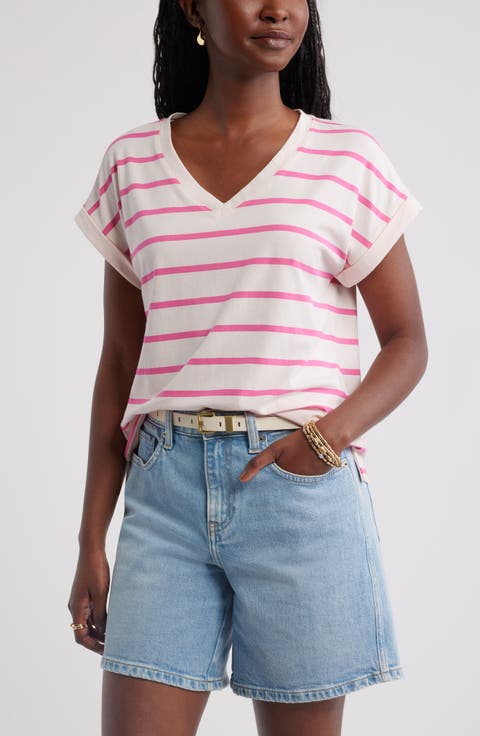 Roll Cuff V-Neck T-Shirt