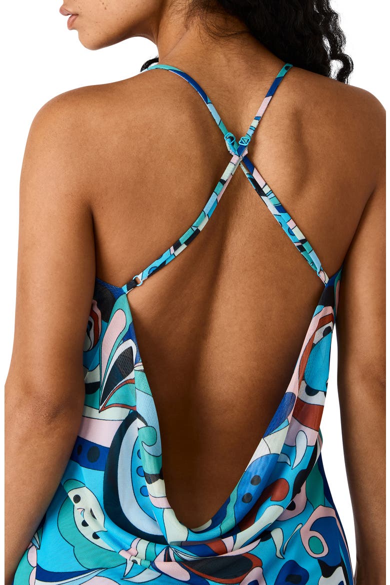 Sheila Print Cowl Back Minidress, Alternate, color, TEAL PAISLEY