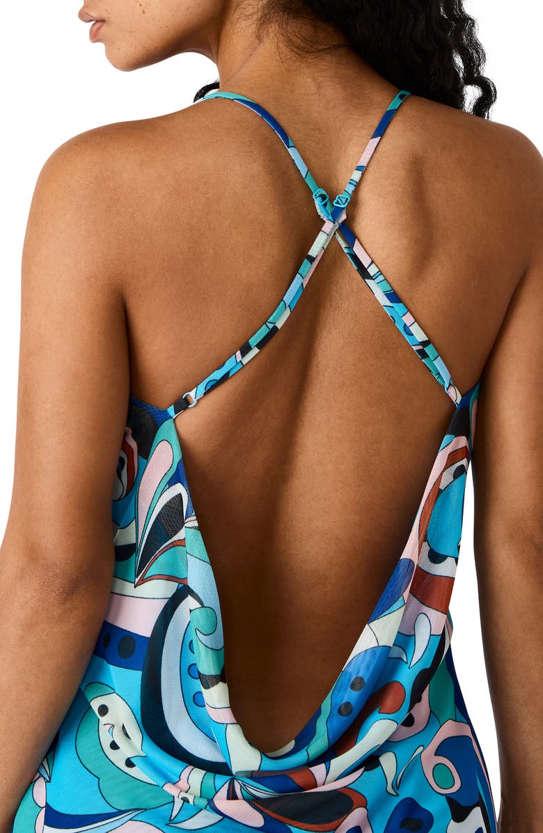 Steve Madden Sheila Print Cowl Back Minidress, Alternate, color, Teal Paisley