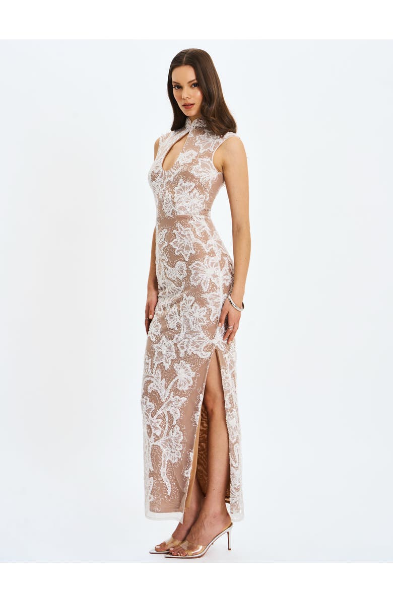 Miss Circle Tavia Beaded Teardrop Neckline Maxi Dress, Alternate, color, White