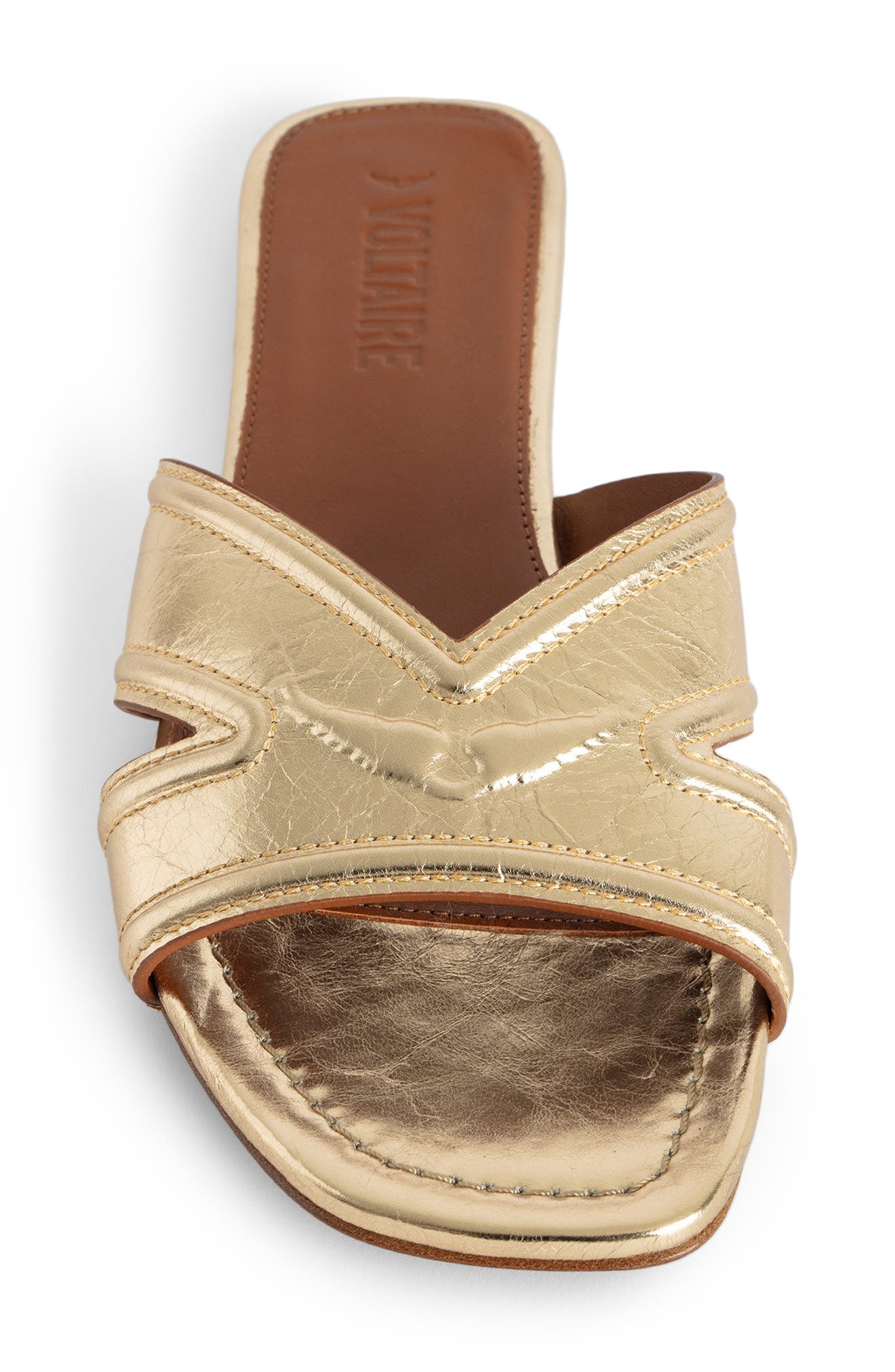 Zadig & Voltaire Azora Metallic Slide Sandal, Alternate, color, Gold