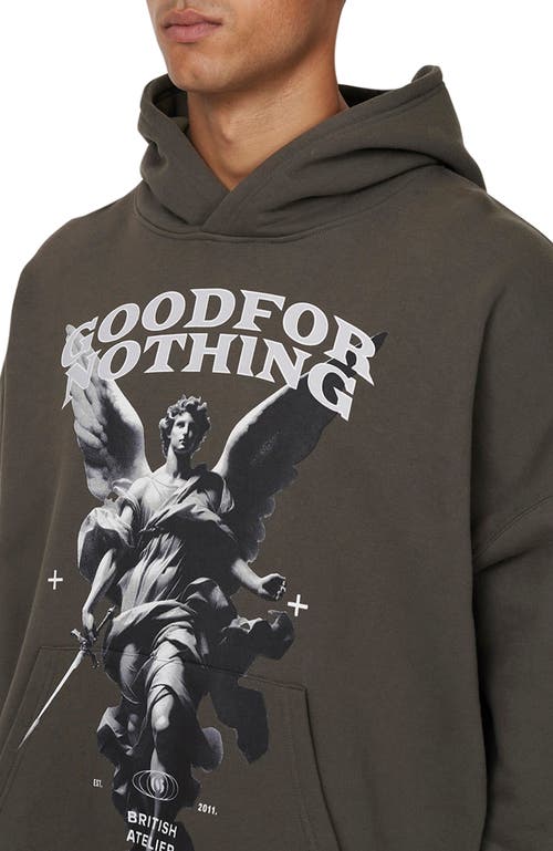 Good For Nothing Boxy Washed Statue Print Hoodie In Gray
