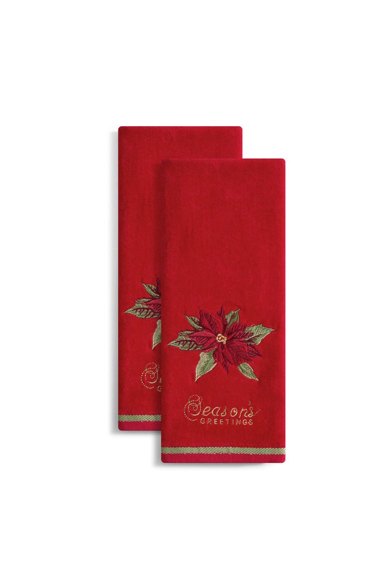Seasons Greetings Embroidered Kitchen Towels, Set of 2, Multicolor - 16"W x 26"L, Main, color, Multicolor