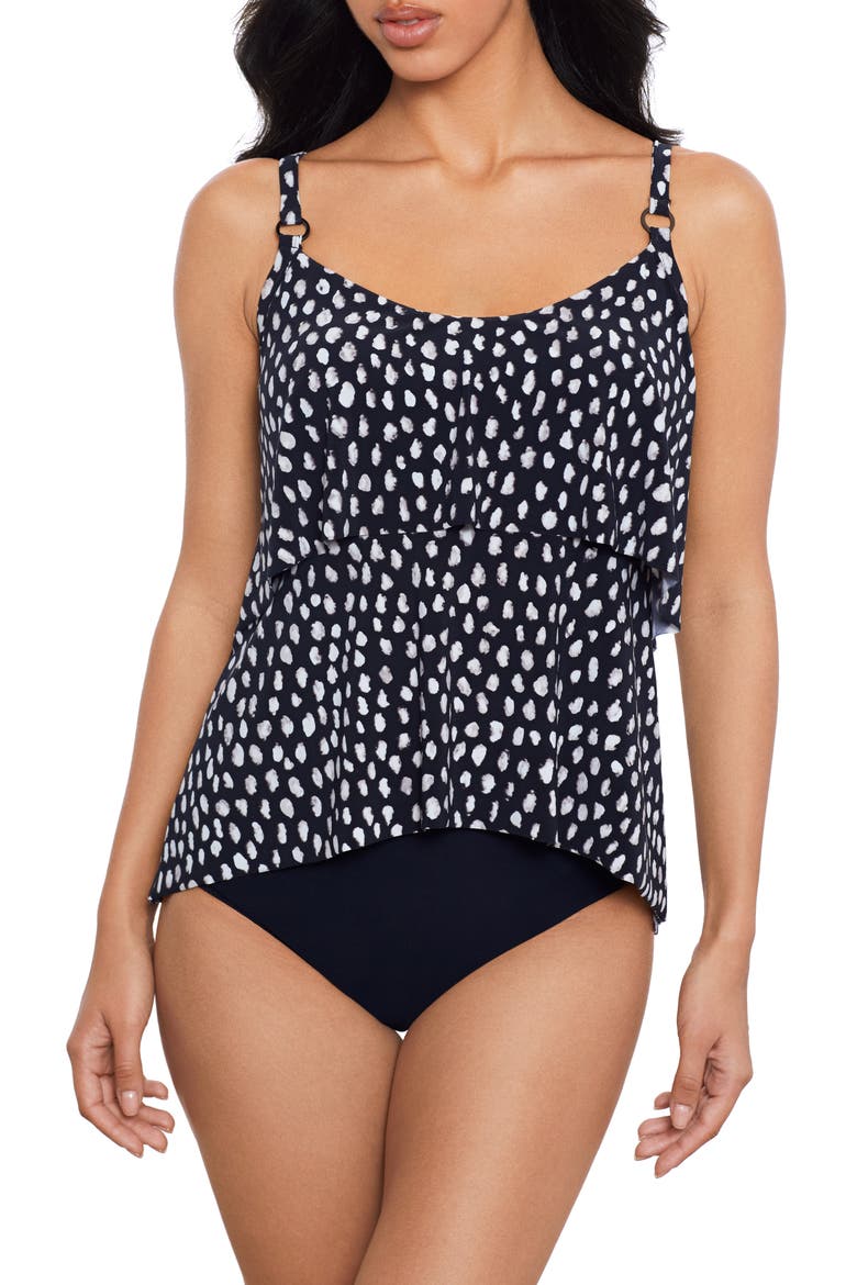 Pebbles Grace Tankini, Main, color, BLACK WHITE