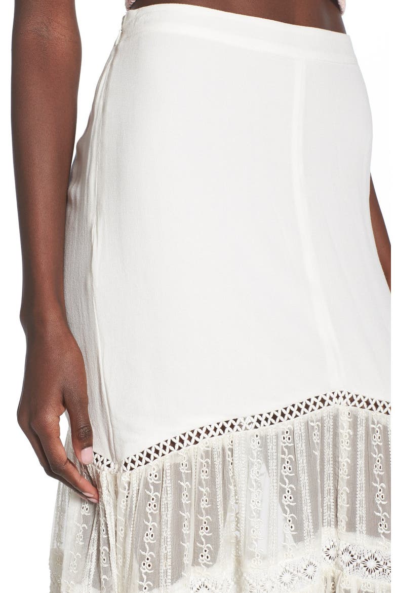 'Caves' Embroidered Lace Maxi Skirt, Alternate, color, OFF WHITE