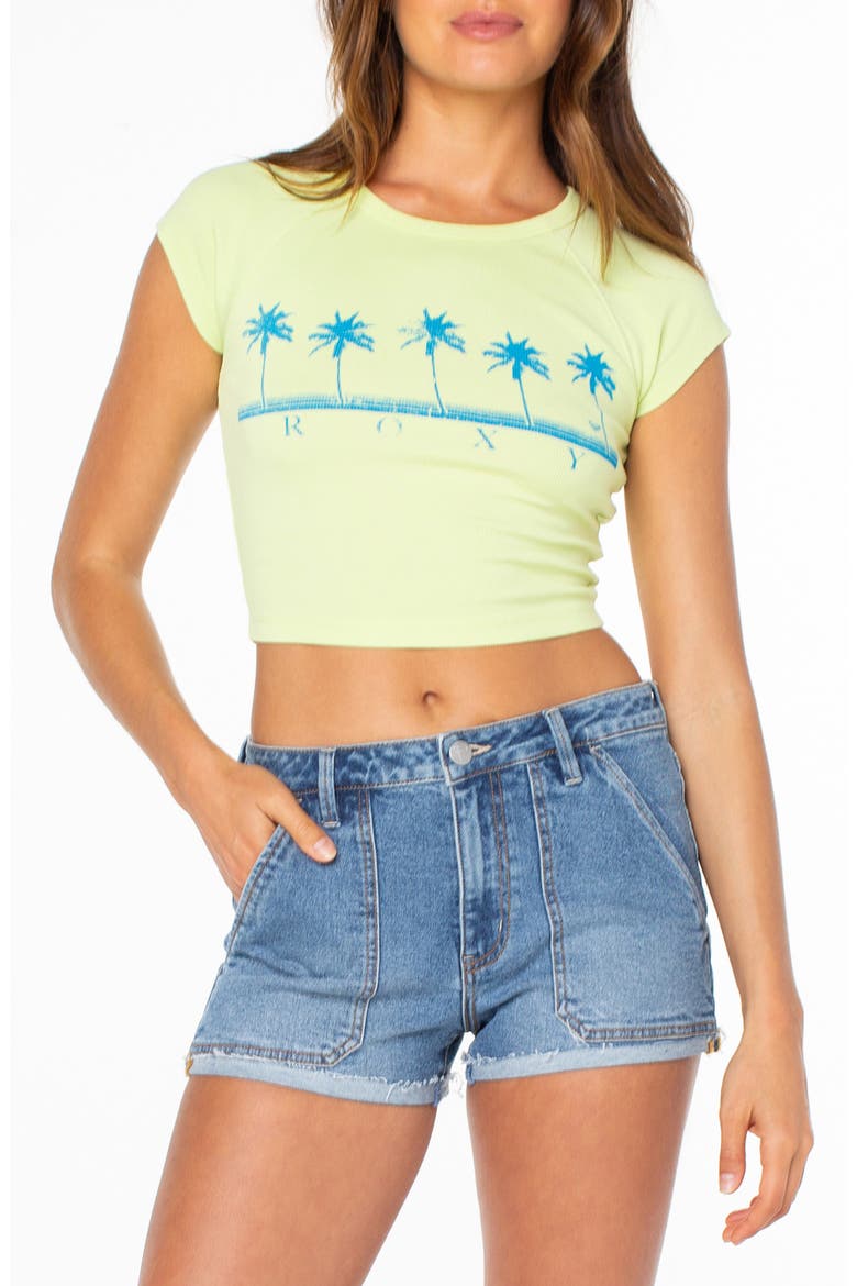 Five Palm Stripe Crop T-Shirt, Main, color, LIME SHER