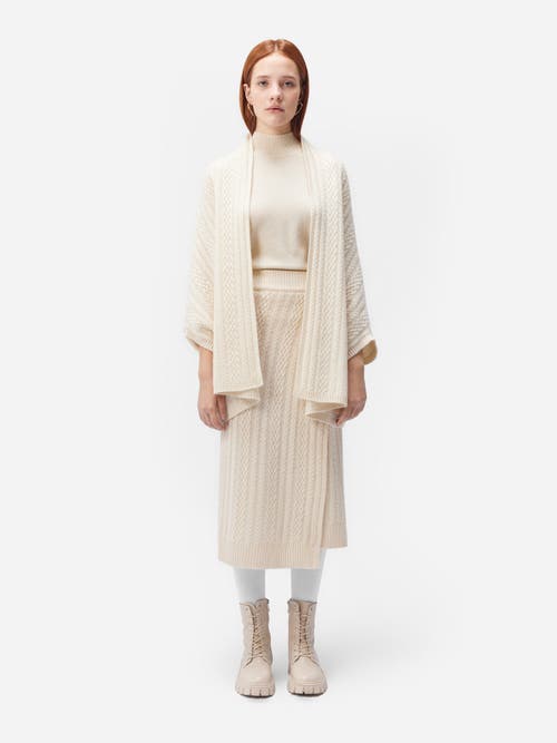 Gobi Mongolian Cashmere Cable-knit Cashmere Poncho In Marshmallow