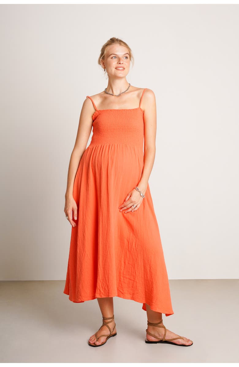 Nom Maternity The Easy Maternity & Nursing Dress, Main, color, Orange