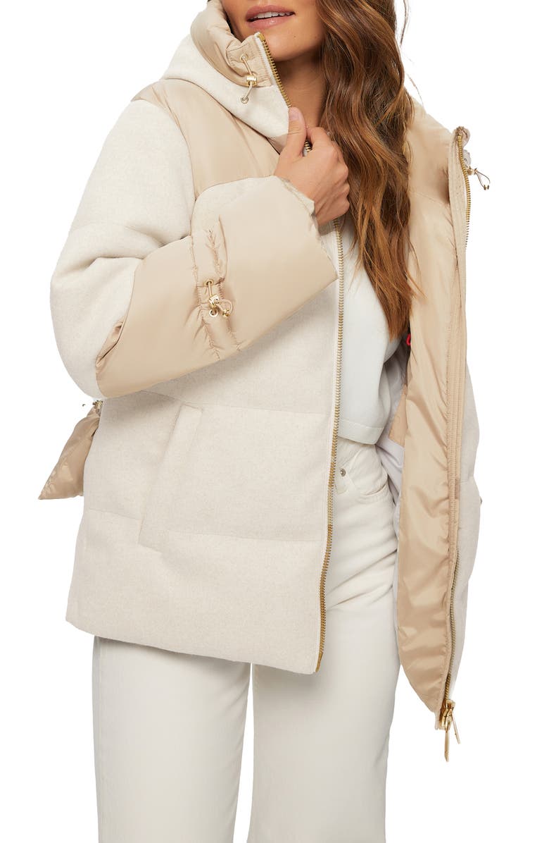 Noize Fernanda Hooded Mixed Media Puffer Jacket | Nordstromrack