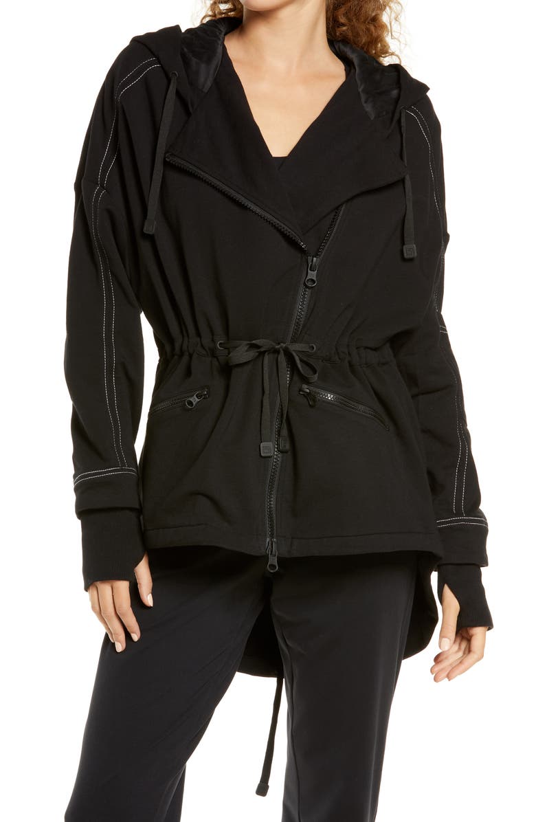 Blanc Noir Yolo Stitch Hooded Parka, Main, color, 