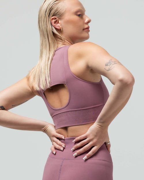 Reformer The Jersey Keyhole Sports Bra W/fused Waist Band In Pink