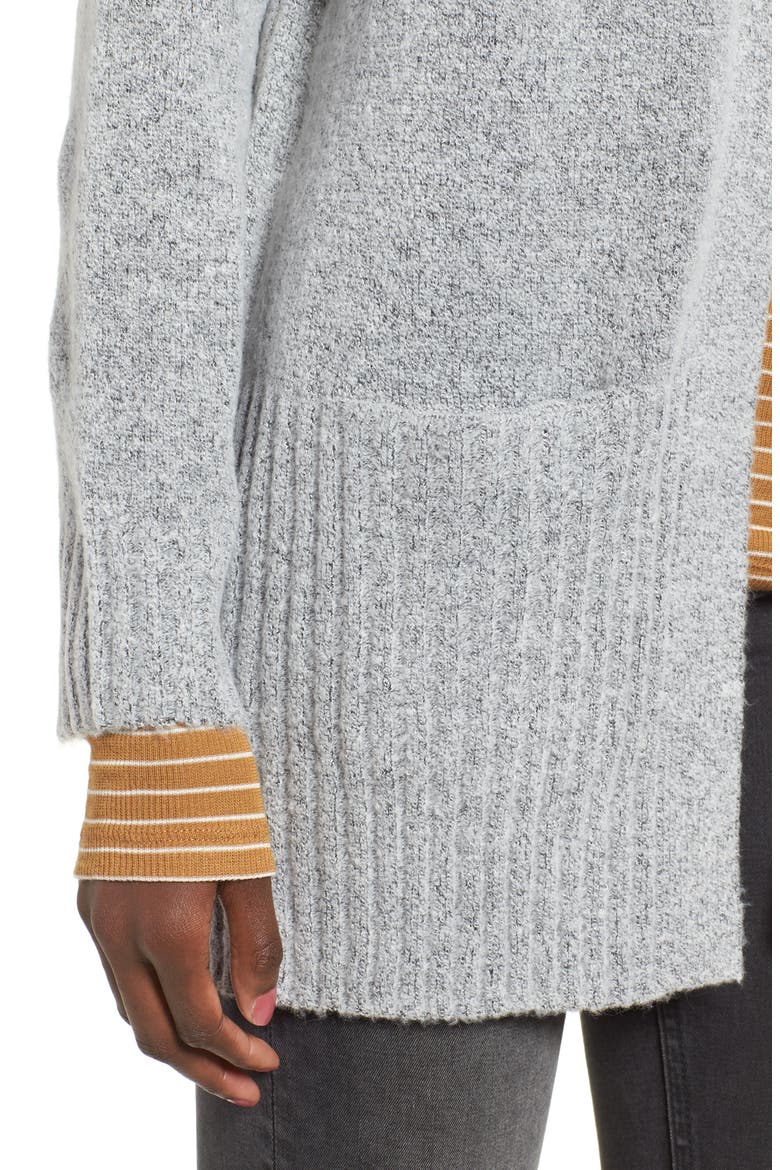 Rib Edged Open Cardigan, Alternate, color, GREY