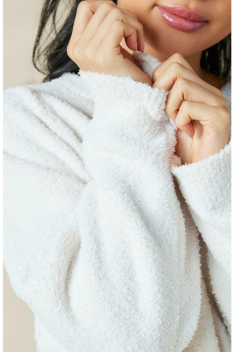 Solid Marshmallow Reverse Seam Crew Neck Lounge Set with Bracelet Sleeve, Alternate, color, Almond