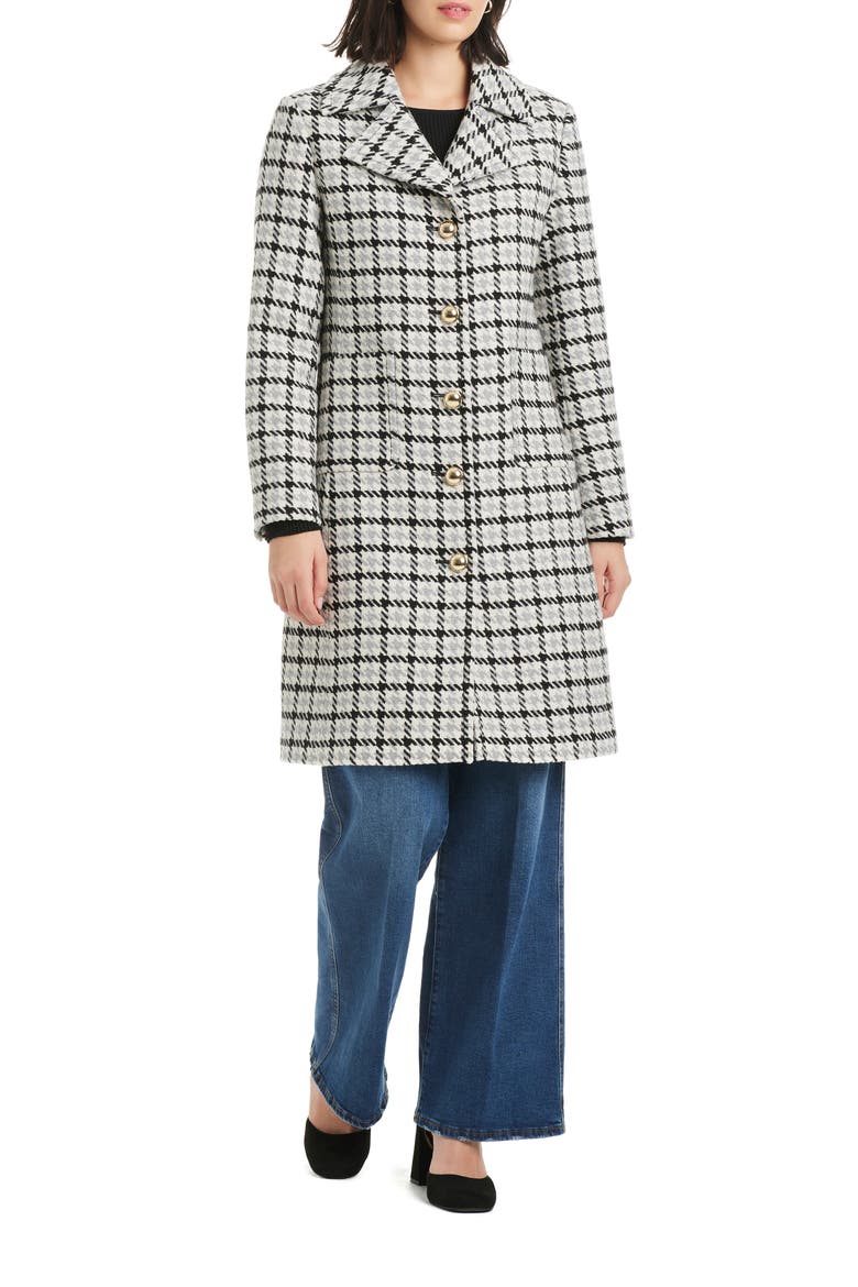 single breasted notch lapel coat, Main, color, MINI HOUNDSTOOTH CHECK