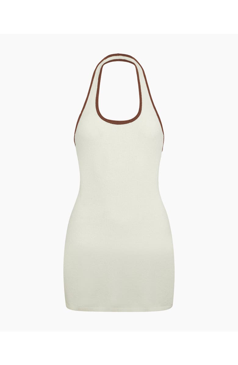 Onia Cotton Boucle Mini Halter Dress, Alternate, color, Egret/Brown