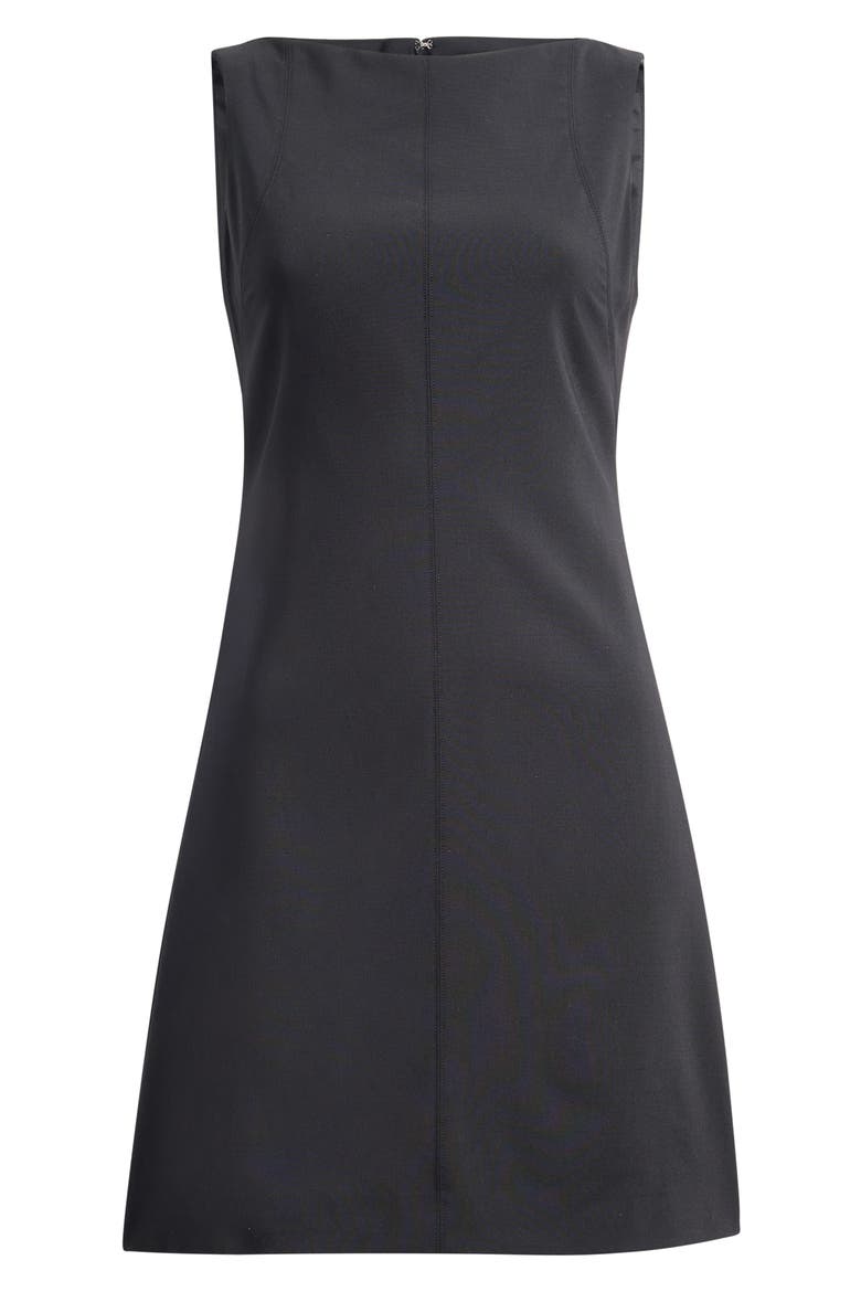 Stretch Wool Boat Neck Minidress, Alternate, color, BLACK