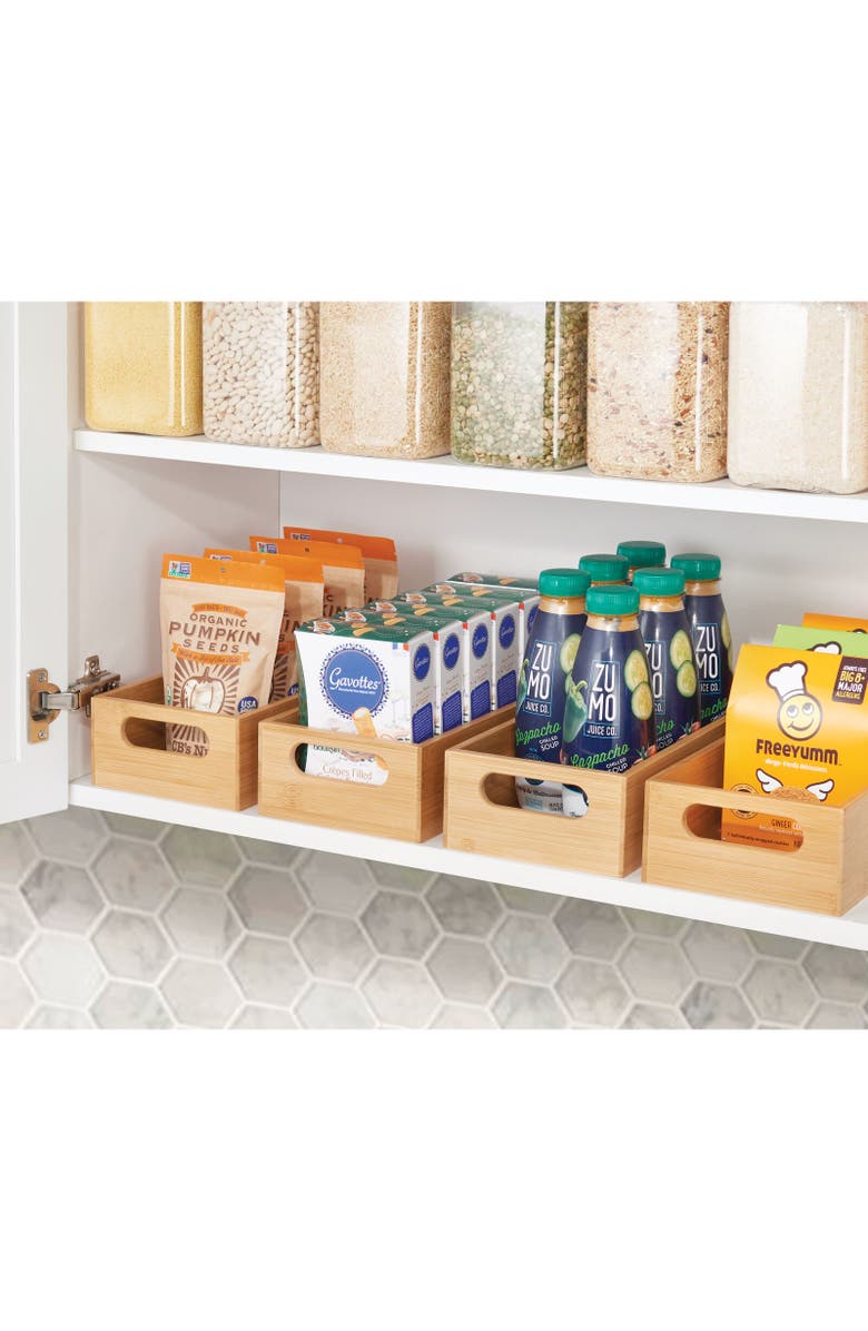 mDesign Pantry Organizer Container Bin with Handles, 2 Pack, Natural/Tan, Alternate, color, Natural