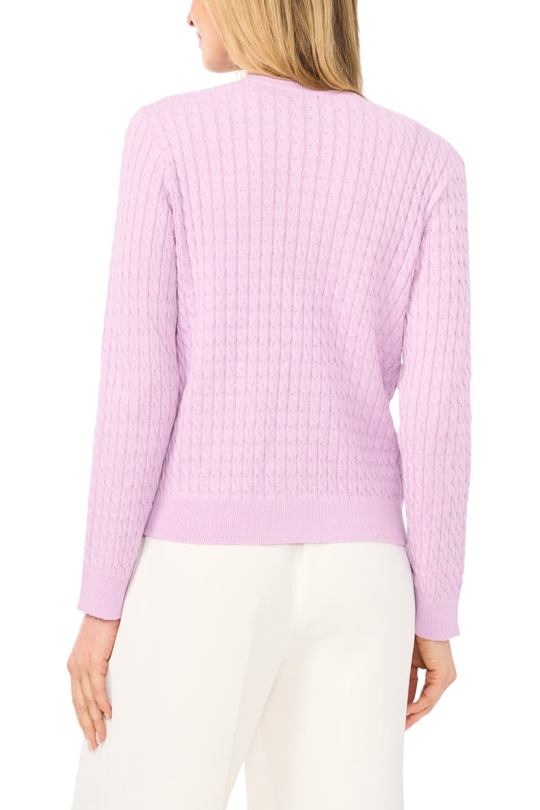 Cable Stitch Cotton Cardigan, Alternate, color, LAVENDER SUGAR
