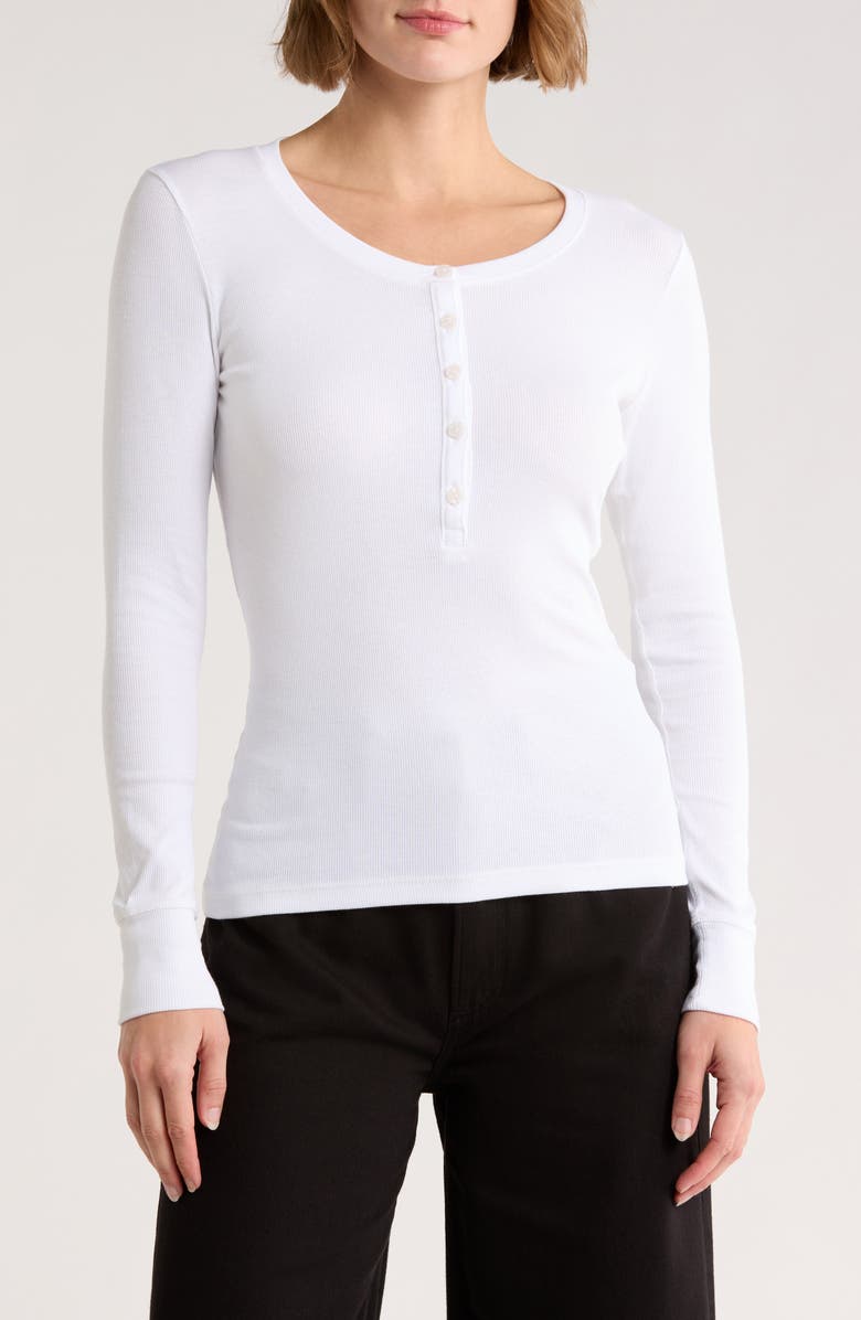 rag & bone Essie Rib Henley, Main, color, White