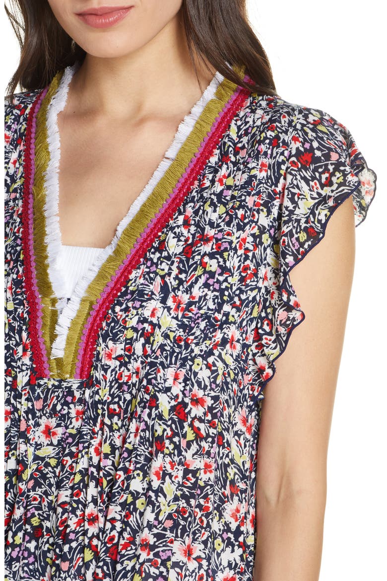 Poupette St. Barth Sasha Cover-Up Minidress, Alternate, color, NAVY AZALEA