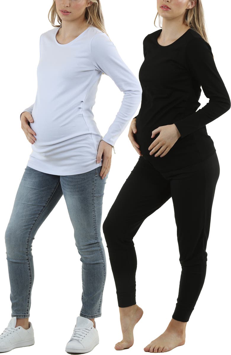 Angel Maternity 2-Pack Long Sleeve Maternity T-Shirts, Alternate, color, 