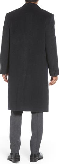 Hart Schaffner Marx Stanley Classic Fit 2024 Wool & Cashmere Overcoat in Black SZ 44R