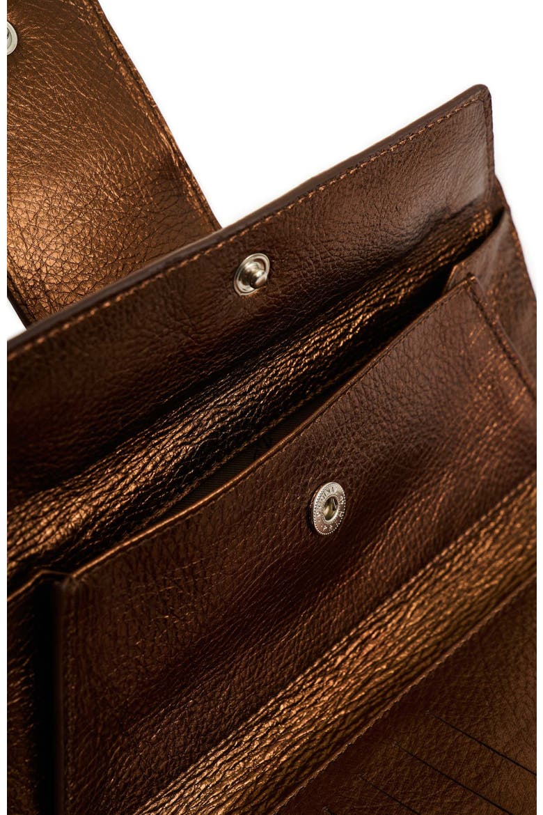 Extravaganza Folia Leather Checkbook Wallet, Alternate, color, Bronze