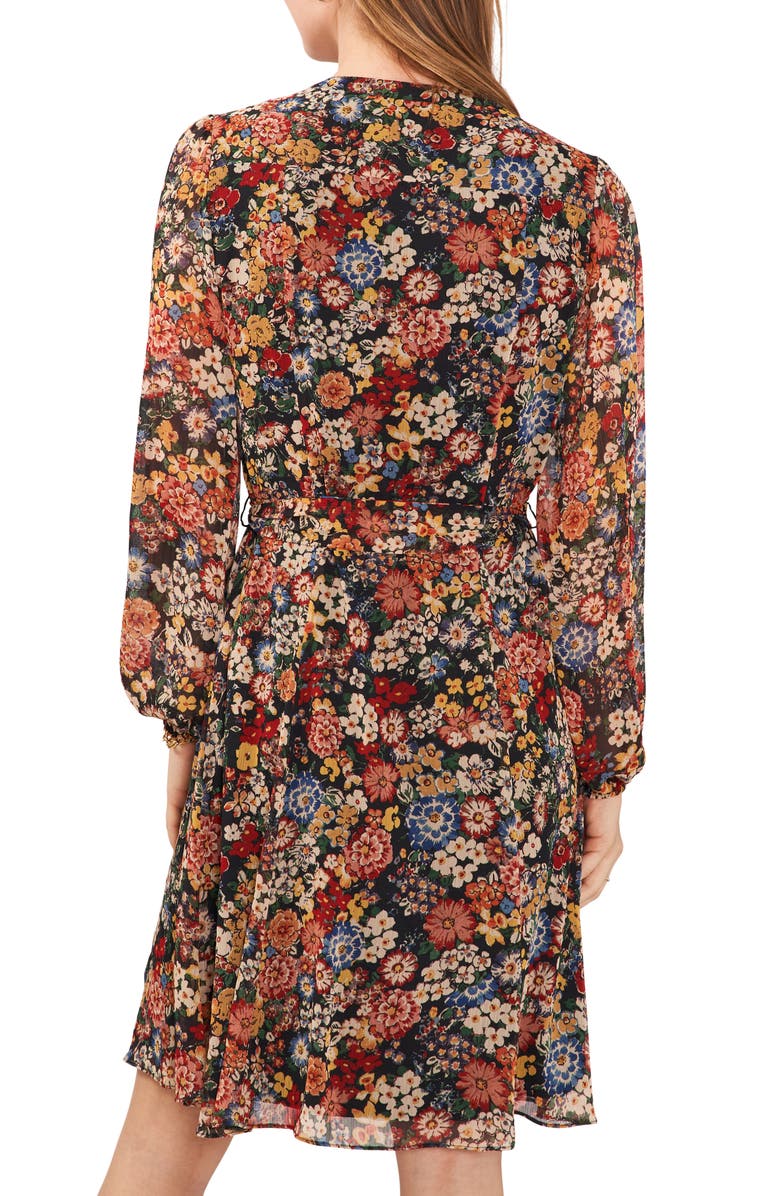 Chaus Floral Print Tie Waist Long Sleeve Dress, Alternate, color, 