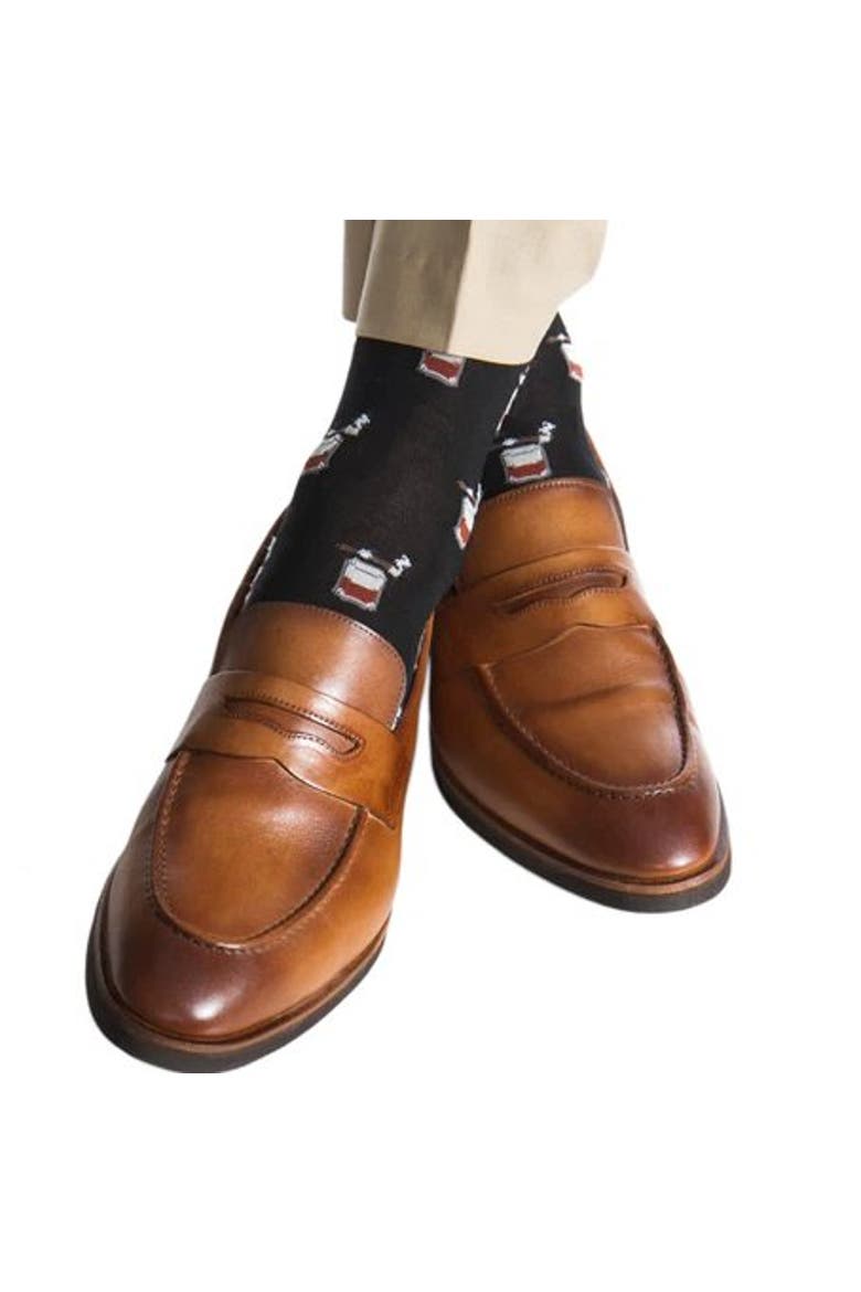 Jack's Bourbon and Cigar Over The Calf Mercerized Cotton Socks, Alternate, color, Black