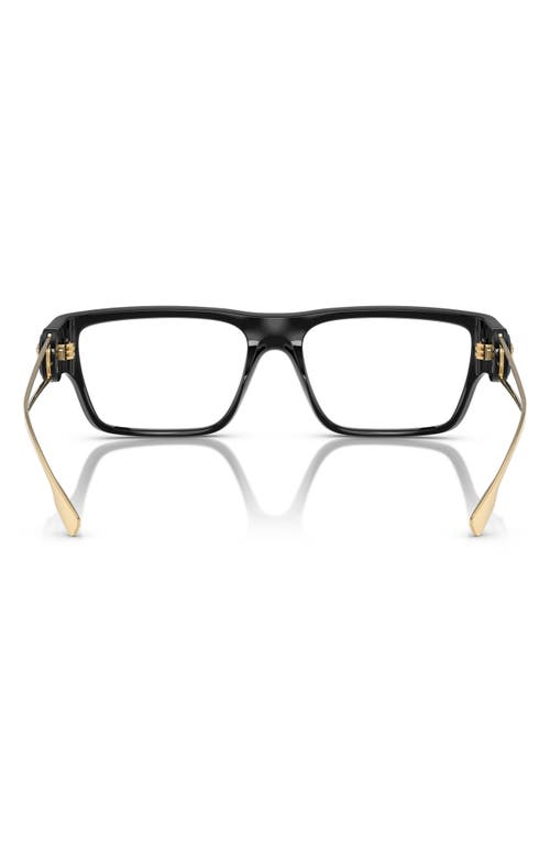 Versace 56mm Rectangle Optical Glasses In Shiny Black/gold