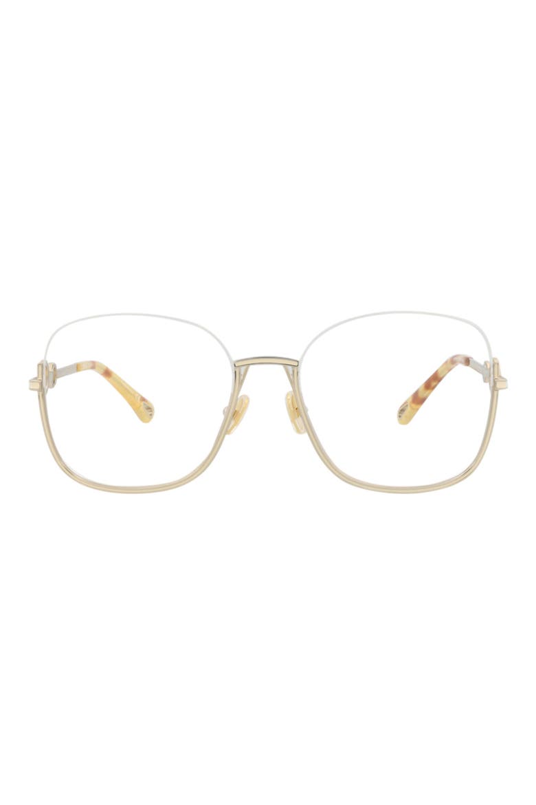 56mm Square Optical Glasses, Main, color, GOLD GOLD TRANSPARENT