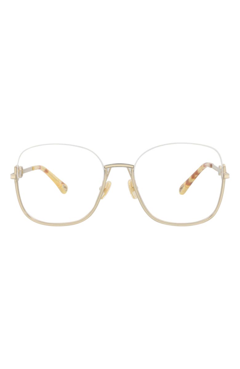 Chloé 56mm Square Optical Glasses, Main, color, Gold Gold Transparent