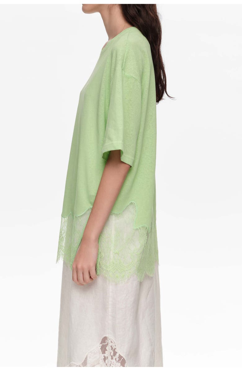 Bimba y Lola Long Lace T-shirt, Alternate, color, Apple Green