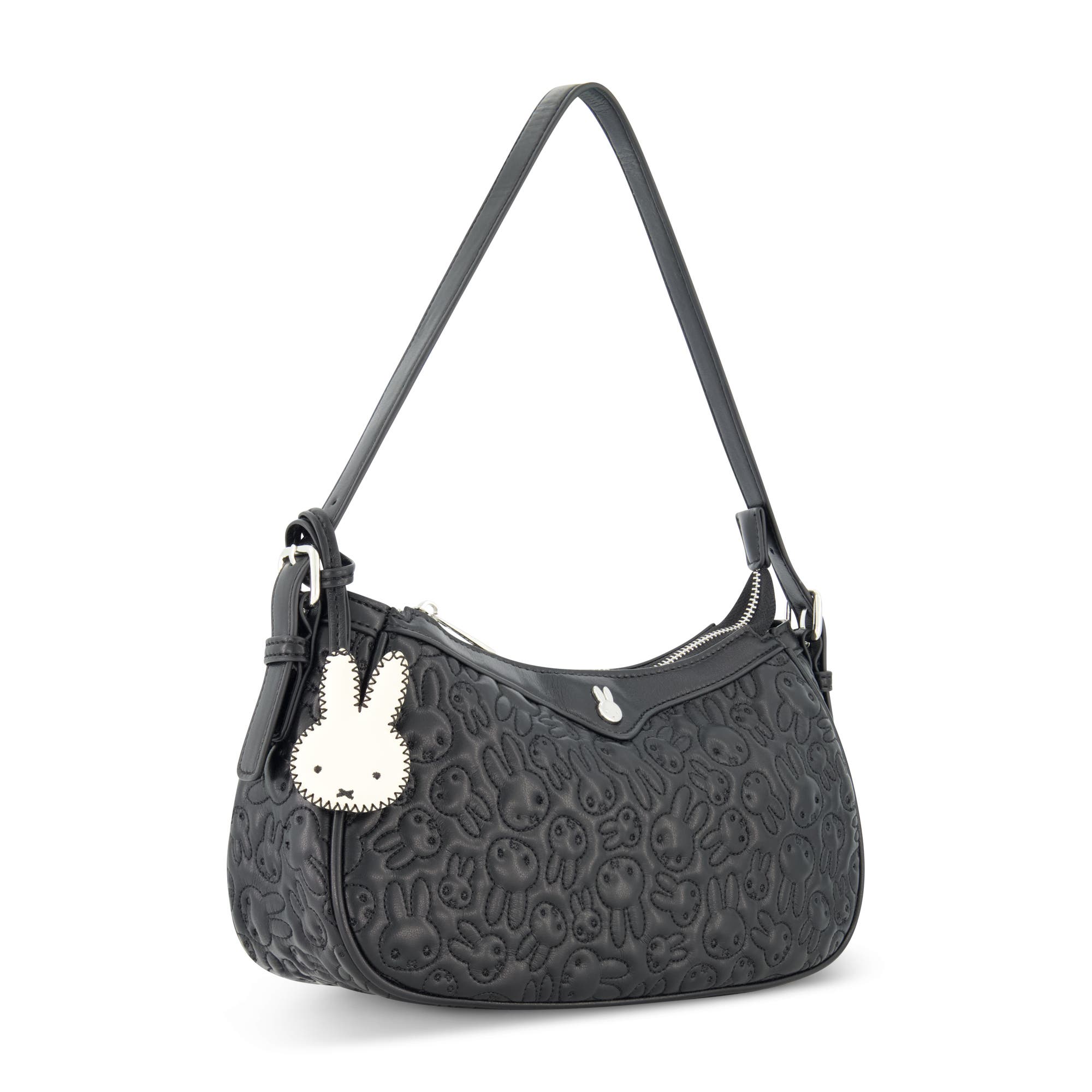 Daniele Nicole Miffy Quilted PU Shoulder Bag with Charm, Alternate, color, Black