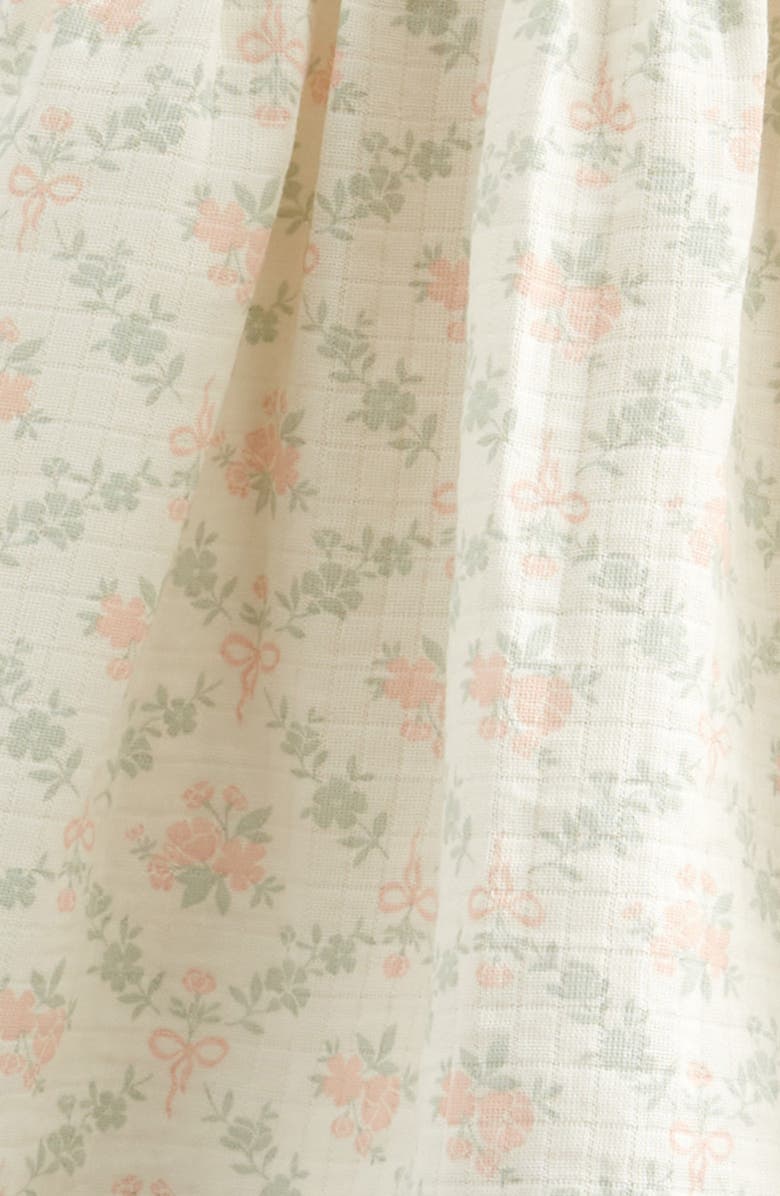 Nordstrom Scallop Mixed Media Dress with Bloomers, Alternate, color, Ivory Egret- Ivory Floral