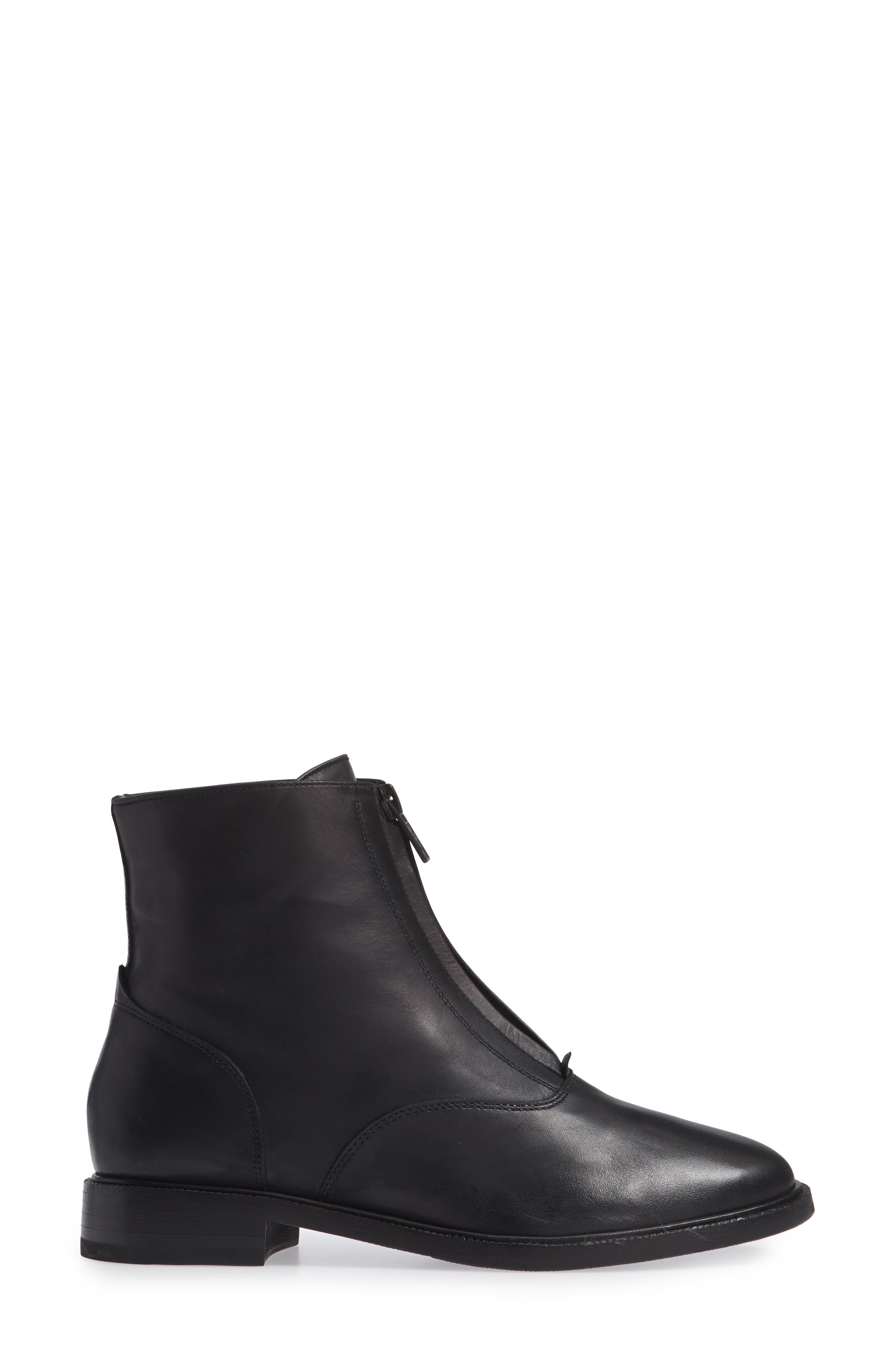 Kelly Zip Bootie, Alternate, color, BLACK LEATHER