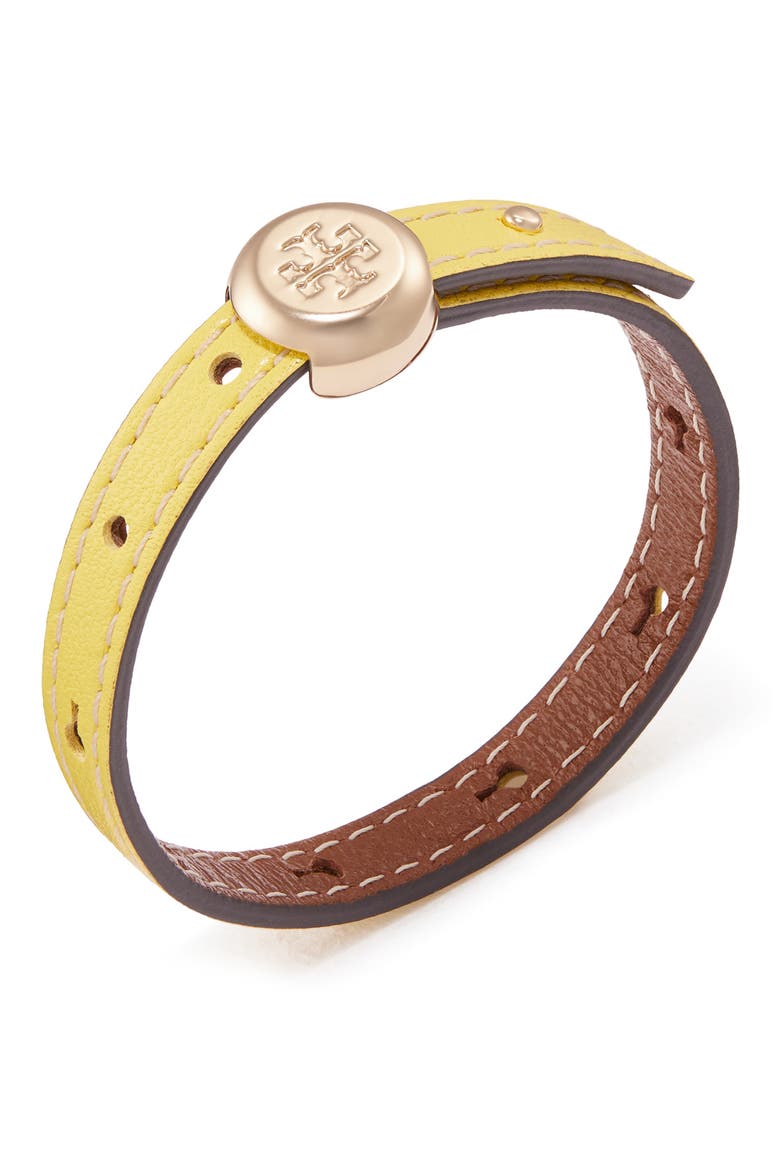 Romy Leather Bracelet, Alternate, color, LIGHT BRASS / CALENDULA