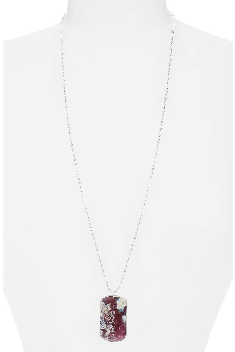 Jayson Long Dog Tag Pendant Necklace, Main, color, MAROON